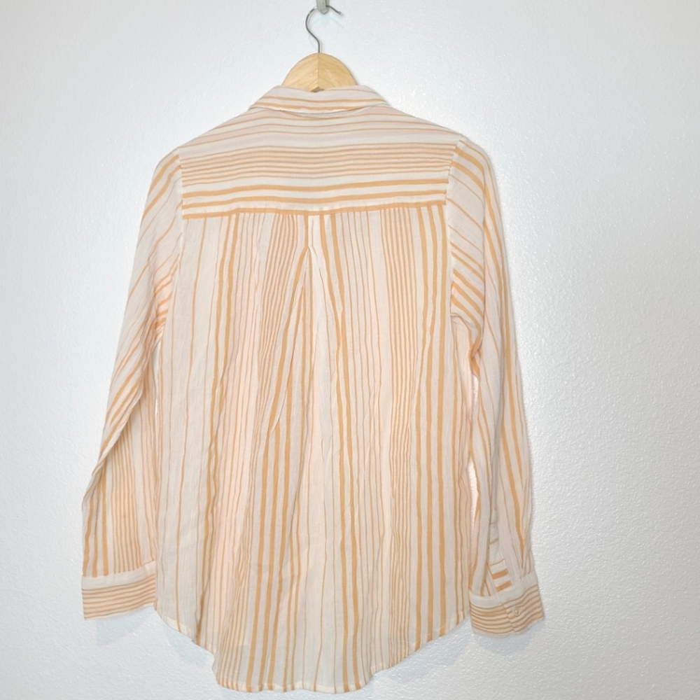 SUNDANCE Stripes Gauzy Cotton 100% Beachy Button Down Shirt NEW - Picture 8 of 9